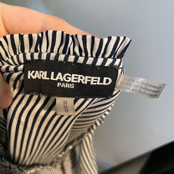 Karl Lagerfeld Paris Yagavi Ruffle Front Sleeveless Button Front Blouse Medium - Picture 7 of 8